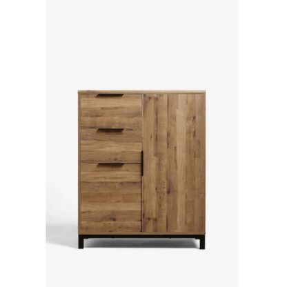 Dark Bronx Oak Effect Low Wardrobe CV Aqma Furniture