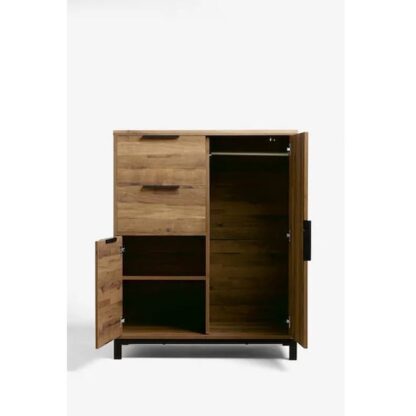 Dark Bronx Oak Effect Low Wardrobe CV Aqma Furniture