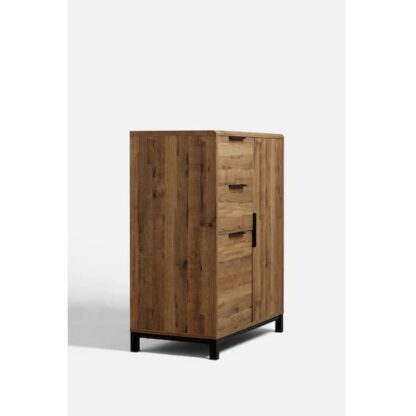 Dark Bronx Oak Effect Low Wardrobe CV Aqma Furniture