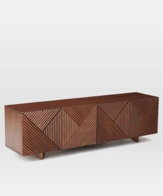 Hexa Modern Media Console Solid Teak Wood