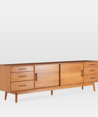 Mid Century Media Console Solid Wood