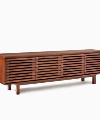 Modern Media Console Solid Wood Lines Accent