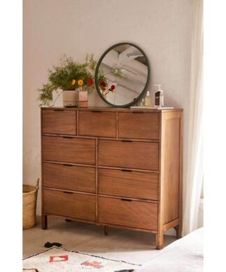 cabinet 9 drawers teak wood natural singapore