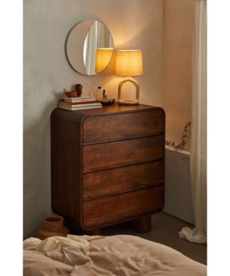 vintage 4 drawers cabinet teak wood dark brown