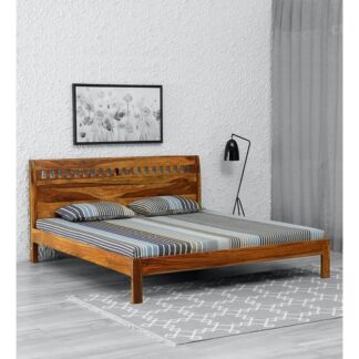 Indian king bed teak wood brown