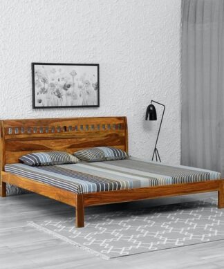 Indian king bed teak wood brown color