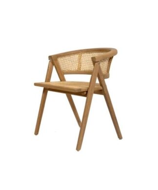 Teak dining chair rattan Lyon France Hotel project