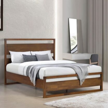 Teak wood bed king size dark brown bukit batok CV Aqma Furniture