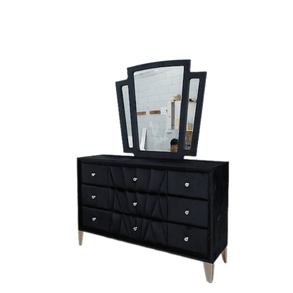 BLACK VELVET DRESSER AND 