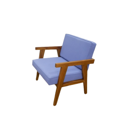 Arm chair Accent Teak Wood Singapore - Blue Azure Fabric