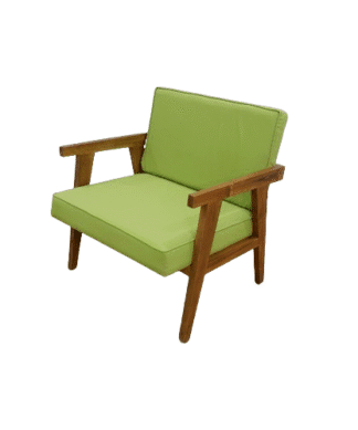 Arm chair Accent Teak Wood Singapore – Green Fabric