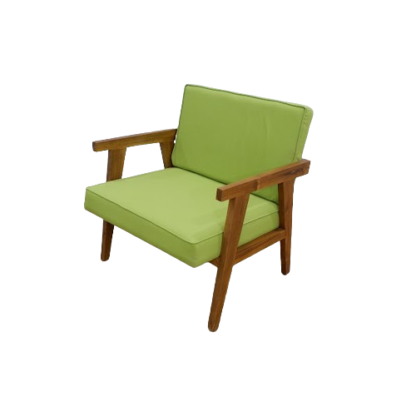 Arm chair Accent Teak Wood Singapore - Green Fabric