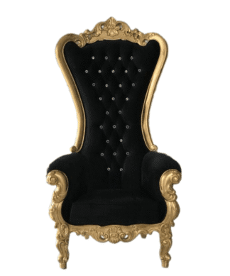 Black Velvet and Gold Throne chair carved handmade