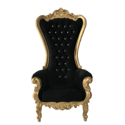 Black Velvet and Gold Throne chair carved handmade CV Aqma Furniture