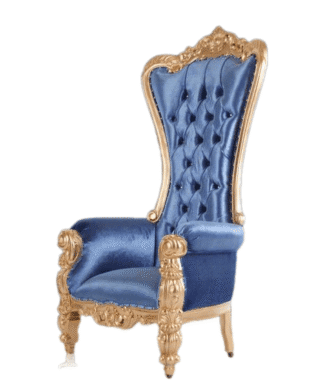 Blue Sea and Gold Throne chair carved handmade