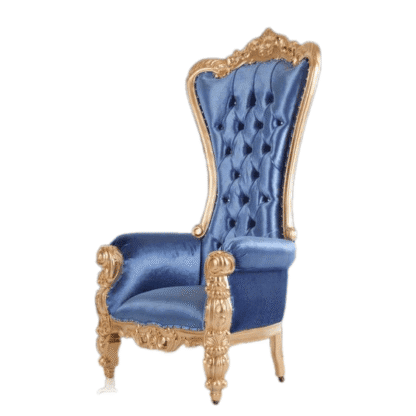Blue Sea and Gold Throne chair carved handmade CV Aqma Furniture