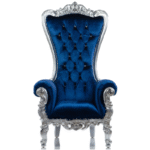 Crushed Black Velvet and Gold Throne chair carved handmade  