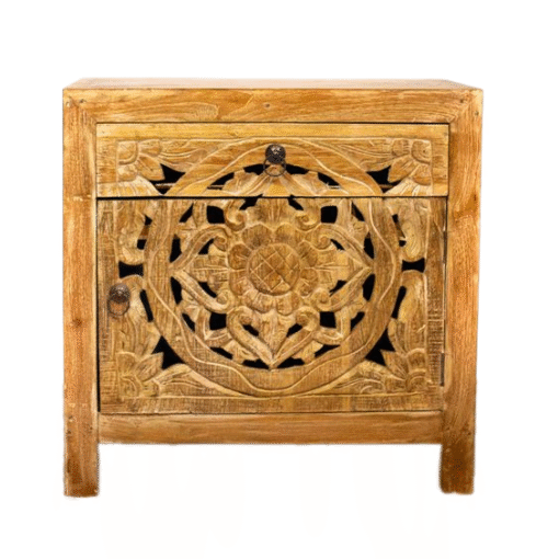 Carved Teak Bedside furniture singapore CV Aqma Furniture
