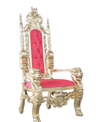 Carved lion chair gold and red leather