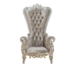 Crushed Black Velvet and Gold Throne chair carved handmade  