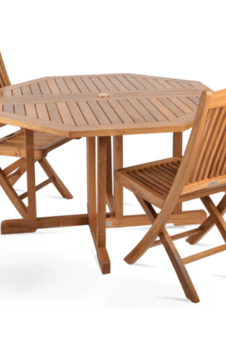 Garden teak furniture table folding and 2 chair folding