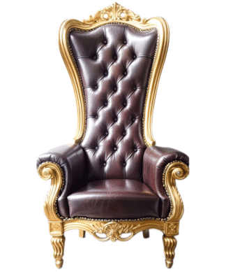 Maroon Red and gold Throne chair carved handmade