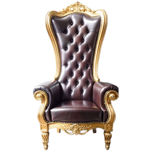 Maroon Red and gold Throne chair carved handmade CV Aqma Furniture