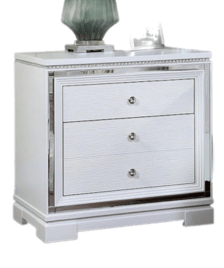 Groove Bedside white painted furniture and mirror