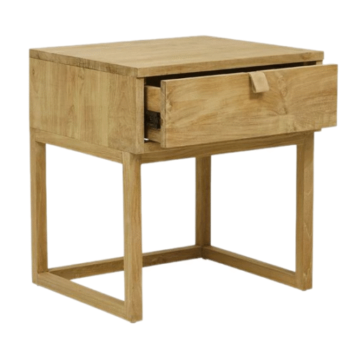 Small teak wood bedside one drawers singapore CV Aqma Furniture