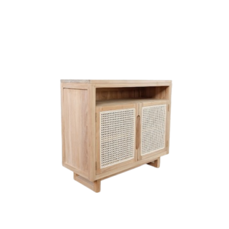 Teak Cabinet 2 doors Rattan