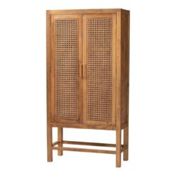 Teak cabinet 2 doors rattan