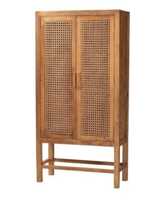 Teak cabinet 2 doors rattan for hotel project