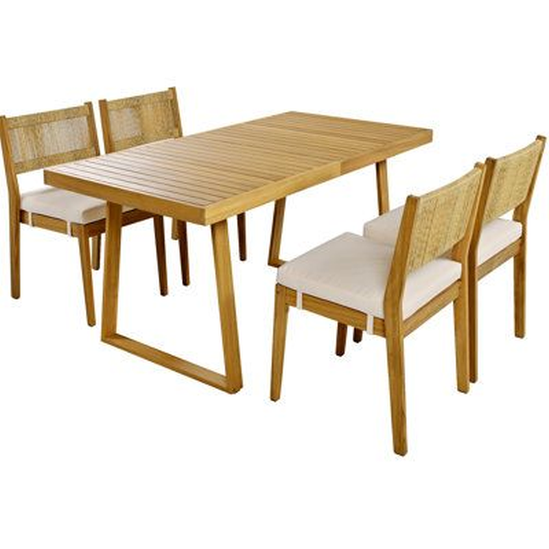 Teak dining set 1 table and 4 chair natural color singapore  