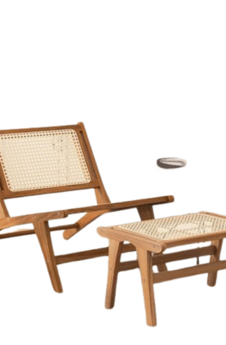 Teak patio chair outdoor lounge and footrest