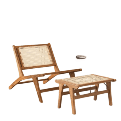 Teak patio chair outdoor lounge and footrest CV Aqma Furniture