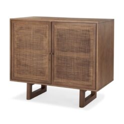 Teak wood cabinet 2 doors rattan