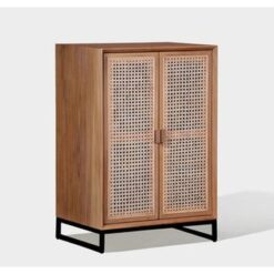 Teak wood storage cabinet Rattan