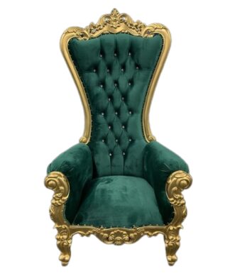 green throne chair with gold painted