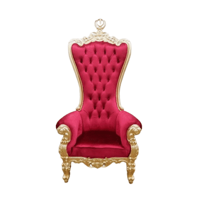 throne chair with  red burgundy velvet fabric luxury CV Aqma Furniture