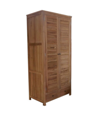wardrobe teak wood natural supersaned 2 doors 2 drawer