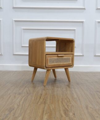 Bedside Teak wood Vintage 1 drawer Super sanded Color