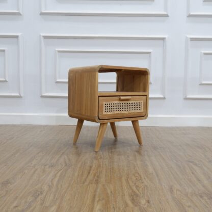 Bedside Teak wood Vintage 1 drawer Super sanded Color CV Aqma Furniture