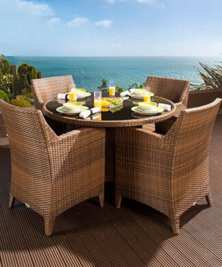 garden dining chair rattan syntetic brown set