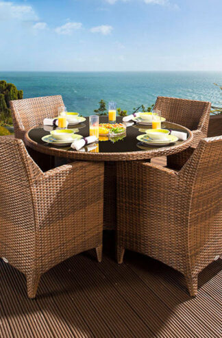 garden dining chair rattan syntetic brown set