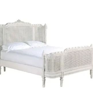 King size bed rattan mahogany wood furniture