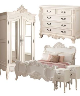 Kamar set Klasik putih Ukiran French style