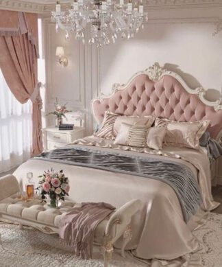 Kamar set furniture klasik ukiran warna putih
