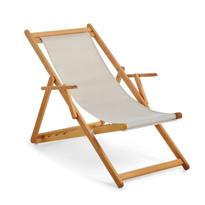 Kursi Pantai Kayu Jati Pakai Kain Abu-abu CV Aqma Furniture