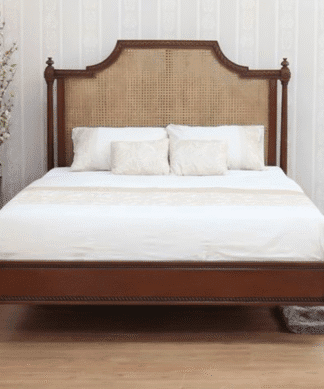 Dipan Tempat Tidur Ukuran 180 x 200 Rotan Cokelat Tua