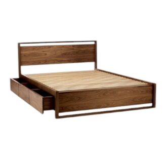 teak wooden bed dark brown